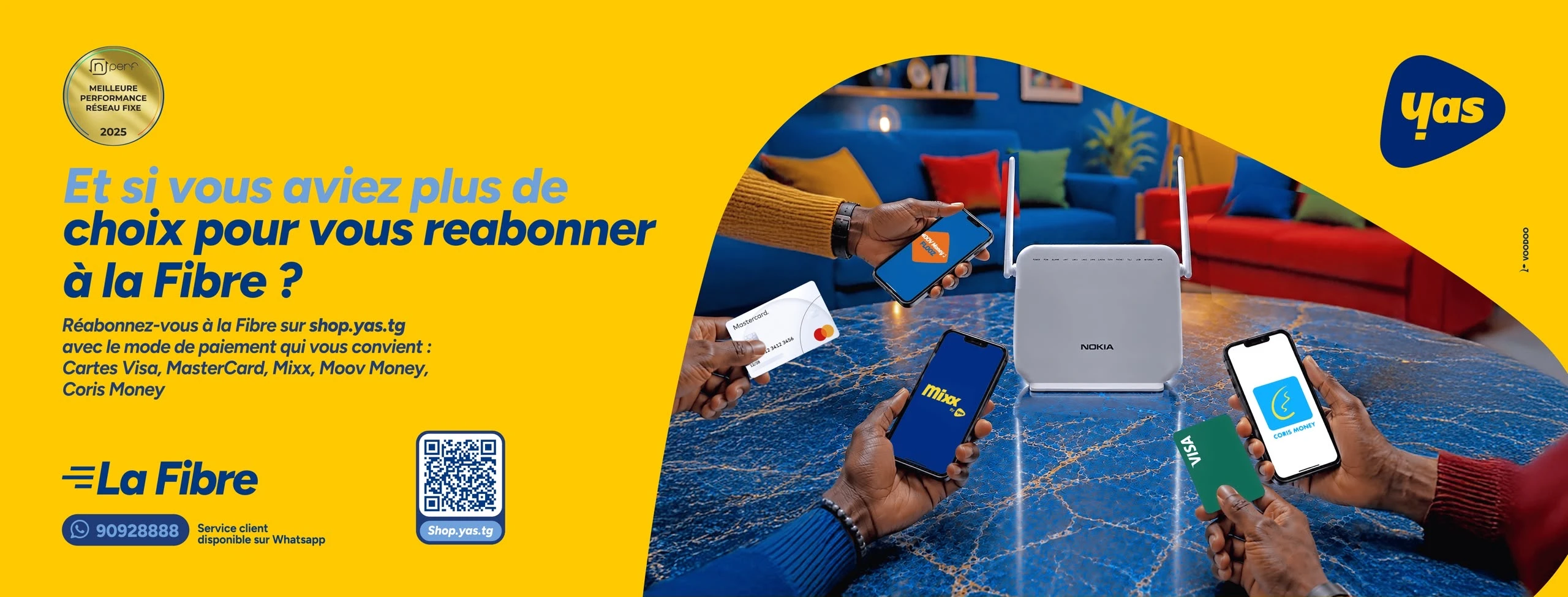 Bannière promotionnelle Fibre Yas Togo